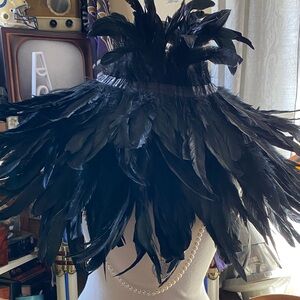 Elegant Black Feathered Wrap